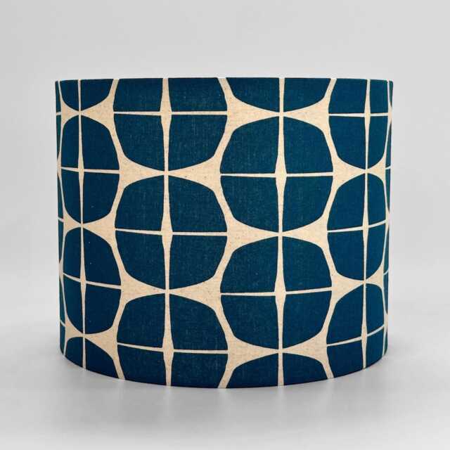 Handmade Retro Navy Blue/Orange Yellow Emerald/ Geometric Pattern Lampshade Japanese Canvas Cotton Table Lamp Interior Accent - image 1