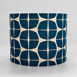 Handmade Retro Navy Blue/Orange Yellow Emerald/ Geometric Pattern Lampshade Japanese Canvas Cotton Table Lamp Interior Accent