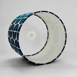 Handmade Retro Navy Blue/Orange Yellow Emerald/ Geometric Pattern Lampshade Japanese Canvas Cotton Table Lamp Interior Accent - thumbnail 2