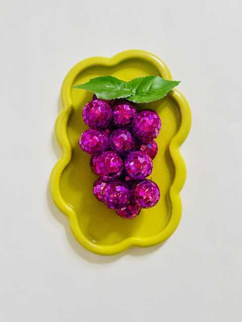 Disco Grapes Wall Hanging/ Dopamine Decor/ Maximalist Fake Food/ Food Pop Art/Wall Sculpture/ Funky Decor/Kitchen/Easter Decor - image 1