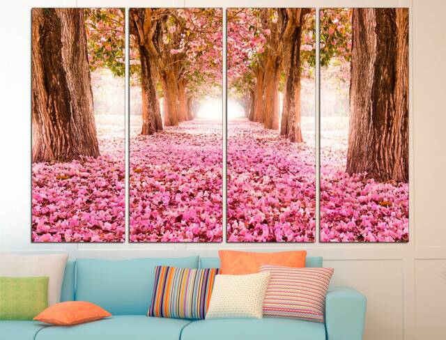 Sakura Print Large Wall Art Flowers Spring Flower Photo Canvas Set Home Decor - image 1