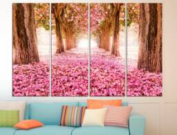 Sakura Print Large Wall Art Flowers Spring Flower Photo Canvas Set Home Decor - thumbnail 1