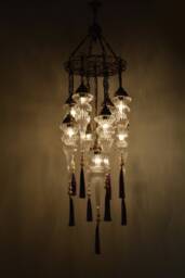 9-Globe Glass Turkish Chandelier, Ottoman Entryway Lamp