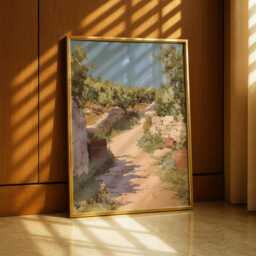 Sunlit Vineyard Path Print - Mediterranean Countryside Wall Art Travel Poster - thumbnail 2
