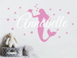 Personalised Mermaid Wall Decal Decor Gift For Girls Nursery Sticker Bedroom