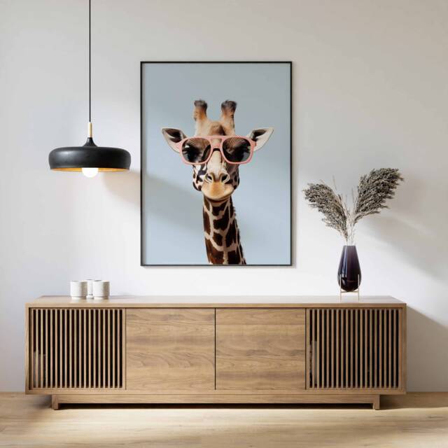 Giraffe Print, Poster, Funny Animal D??cor, Wall Art, in Sunglasses Modern D??cor - image 1