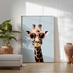 Giraffe Print, Poster, Funny Animal D??cor, Wall Art, in Sunglasses Modern D??cor - thumbnail 2