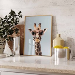 Giraffe Print, Poster, Funny Animal D??cor, Wall Art, in Sunglasses Modern D??cor - thumbnail 3