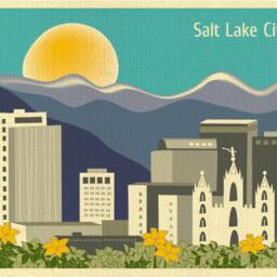 Salt Lake City Print, Skyline, Utah Art Lds Temple Wall Art, Horizontal Gift - Style E8-O-Sa - thumbnail 2