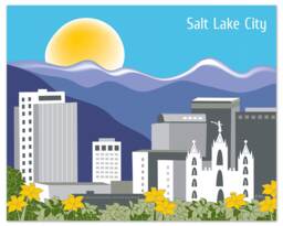 Salt Lake City Print, Skyline, Utah Art Lds Temple Wall Art, Horizontal Gift - Style E8-O-Sa - thumbnail 1