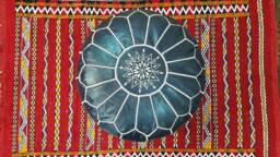 Stuffed Moroccan Leather Pouf, Pouf Ottoman, Handmade Floor Poof, Footstool, Ottoman Table, & Stools