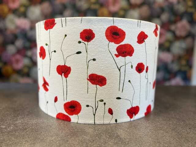 striking Poppies, White & Red. 20, 30 & 40cm Lampshade/Pendant Shade. Home Decor - image 1