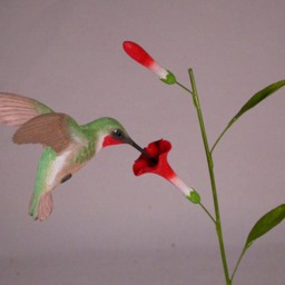 Open-Winged Ruby-Throated Hummingbird #3 Hand Carved Wooden Bird - thumbnail 3