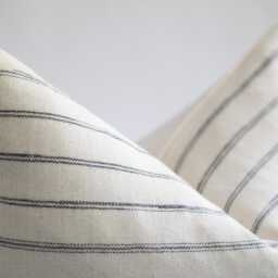 Cream & Gray Woven Cotton Pillow Cover, Neutral Striped Pillow, Chiang Mai Throw Pillows, Designer Covers, Minimalist Cover - thumbnail 2