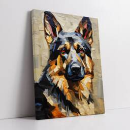 German Shepherd Fun Animal Dog Pet Lover Paper Mache Style Painting Wall Art Framed Canvas Poster Print Home Kitchen Living Room Decor Gift - thumbnail 2