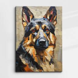 German Shepherd Fun Animal Dog Pet Lover Paper Mache Style Painting Wall Art Framed Canvas Poster Print Home Kitchen Living Room Decor Gift - thumbnail 3