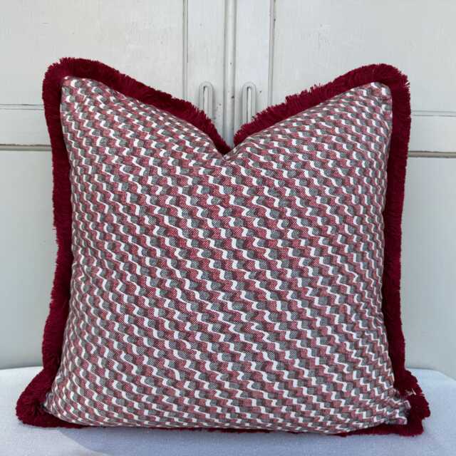 Cushions Made in Fermoie Ruffle Red Grey Cotton Decorative Sofa Throw Pillow Cover - image 1