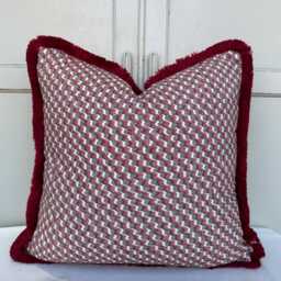 Cushions Made in Fermoie Ruffle Red Grey Cotton Decorative Sofa Throw Pillow Cover - thumbnail 1