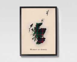 Clan Murray Of Atholl Scottish Tartan Map - Scotland Family Wall Decor, Ready To Hang - thumbnail 1