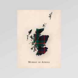 Clan Murray Of Atholl Scottish Tartan Map - Scotland Family Wall Decor, Ready To Hang - thumbnail 2