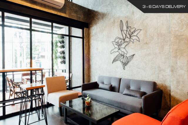 Lily Metal Wall Art Modern Floral Home Decor - image 1