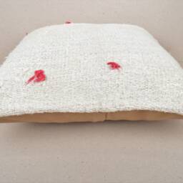 Handmade Hemp Kilim Pillow Cover, White Floor Cushion - 18x18 Inch - thumbnail 4
