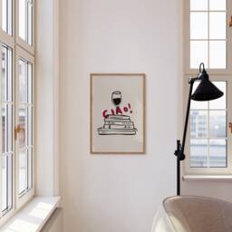 Ciao Poster, Ink Bleed, French Print, Wine Glasses, Trendy Wall Art, Kitchen Unframed - thumbnail 2