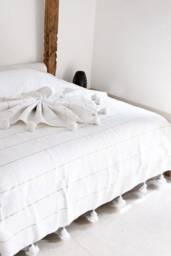 Luxury Handmade Blanket - Pom Tassel Throw Moroccan Organic Blanket Bedroom Gift Idea - thumbnail 1