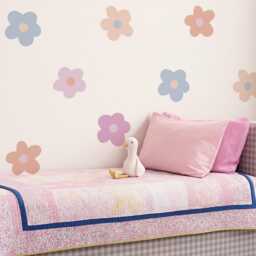 Retro Boho Daisy Wall Decal - Flower Stickers Floral Decals PVC Free, No Odour Reusable Fabric Peel & Stick - thumbnail 1