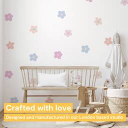 Retro Boho Daisy Wall Decal - Flower Stickers Floral Decals PVC Free, No Odour Reusable Fabric Peel & Stick - thumbnail 2