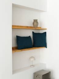 Linen Blue Throw Pillow Cover, Custom Decorative Medium Lumbar Case, Thick Soft Cushion Invisible Zipper, Euro Sham