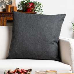 Classic Herringbone Tweed Extra-Large Cushion in Charcoal Grey. Deep Grey Traditional Design. 23x23