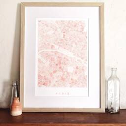 Paris Map Hand Painted Watercolor Print France City Block Plan - Art Print Wedding Gift French Parisian Decor European Travel Art Wall - thumbnail 4
