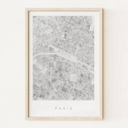 Paris Map Hand Painted Watercolor Print France City Block Plan - Art Print Wedding Gift French Parisian Decor European Travel Art Wall - thumbnail 2