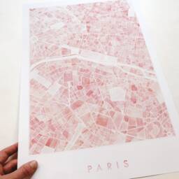 Paris Map Hand Painted Watercolor Print France City Block Plan - Art Print Wedding Gift French Parisian Decor European Travel Art Wall - thumbnail 3