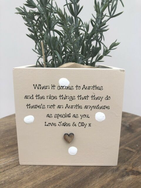 Auntie Personalised Flower/Plant Pot Gift Auntie Aunty Aunt ~ Great Or Any Name. Shabby Chic Style Birthday Christmas Mothers Day Etc - image 1