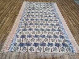 Handmade Cotton Rug Block Print Palm Tree Design