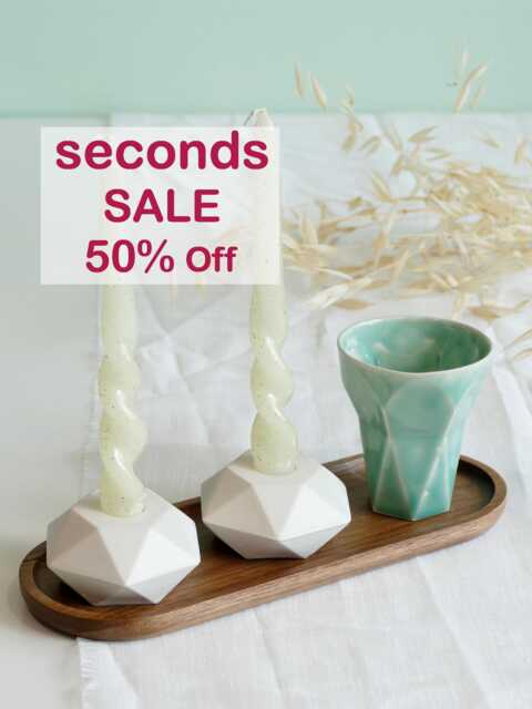 Geometric Shabbat Set - Hexagon Candlesticks & Mint Kiddush Cup - Seconds - image 1