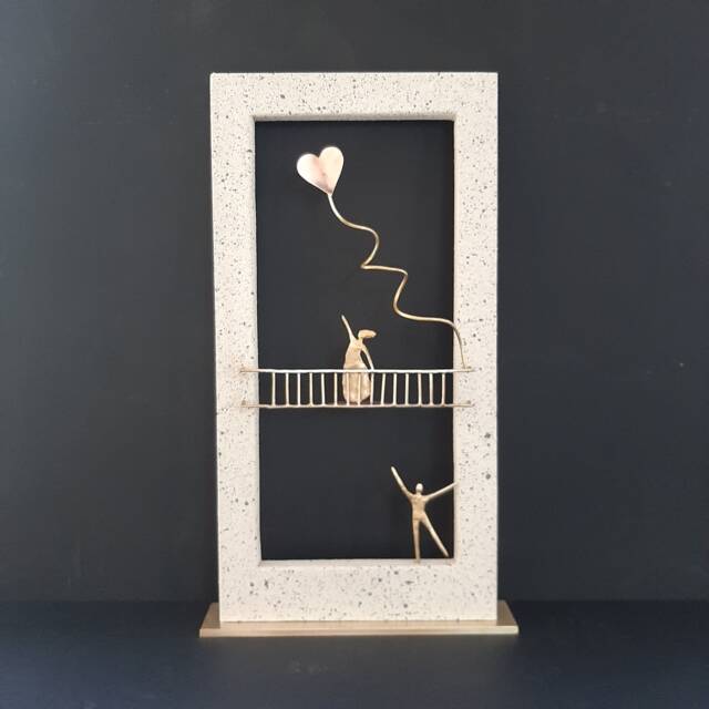 Mixed Media Sculpture, Bronze, Wood, & Sand Art Serenade - image 1