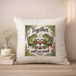 Together Until We Croak Frog Pillow Cute Couple Cushion Personalized Gift Funny Valentine's Day 43x43 Cover - thumbnail 1