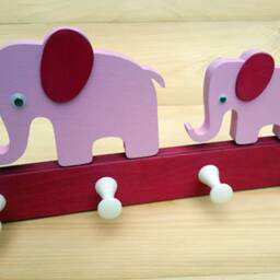 Children's Wardrobe Wooden Elephant Wall Hook Children's Room Rail Coat - thumbnail 2
