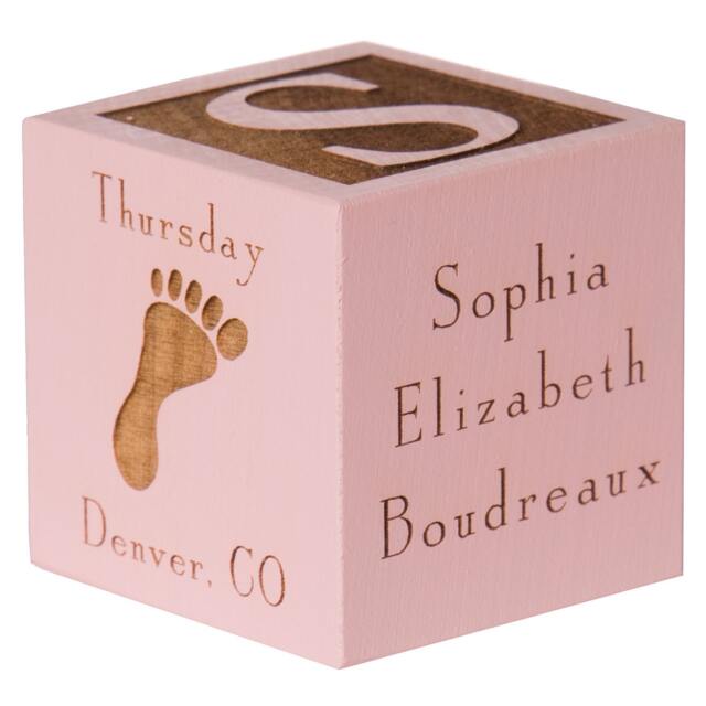Baby Block Personalized Engraved Wooden Name Cube Birth Stats, Hard Maple, Nursery Decor - image 1
