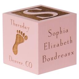Baby Block Personalized Engraved Wooden Name Cube Birth Stats, Hard Maple, Nursery Decor