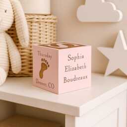 Baby Block Personalized Engraved Wooden Name Cube Birth Stats, Hard Maple, Nursery Decor - thumbnail 2
