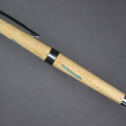 Custom Wooden Pen Elm With Turquoise Inlays - thumbnail 4