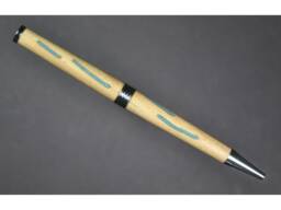 Custom Wooden Pen Elm With Turquoise Inlays