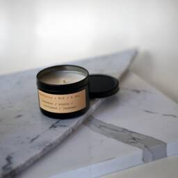 Boy/4 Oz. Soy Travel Tin Candle Cardamom, Tobacco, Leather, Woods 25 Hrs. Handmade - thumbnail 2