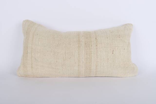 Handwoven Kilim Lumbar Pillow Cover Turkish Wool Cushion - 12x24 - image 1