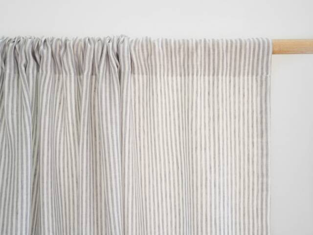 Gray Stripes Curtain Panel Made Of Medium Linen - 160 G/2/ Rod Pocket/Different Types Heading 1 Pcs - image 1