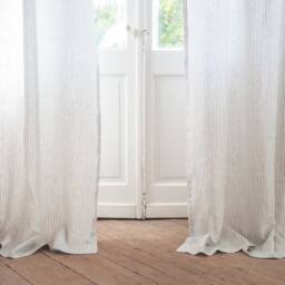 Gray Stripes Curtain Panel Made Of Medium Linen - 160 G/2/ Rod Pocket/Different Types Heading 1 Pcs - thumbnail 3